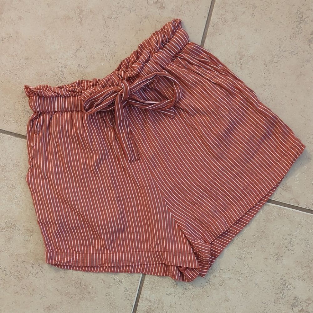 Billabong Striped Red Orange High Waist Beach Shorts - Size S
